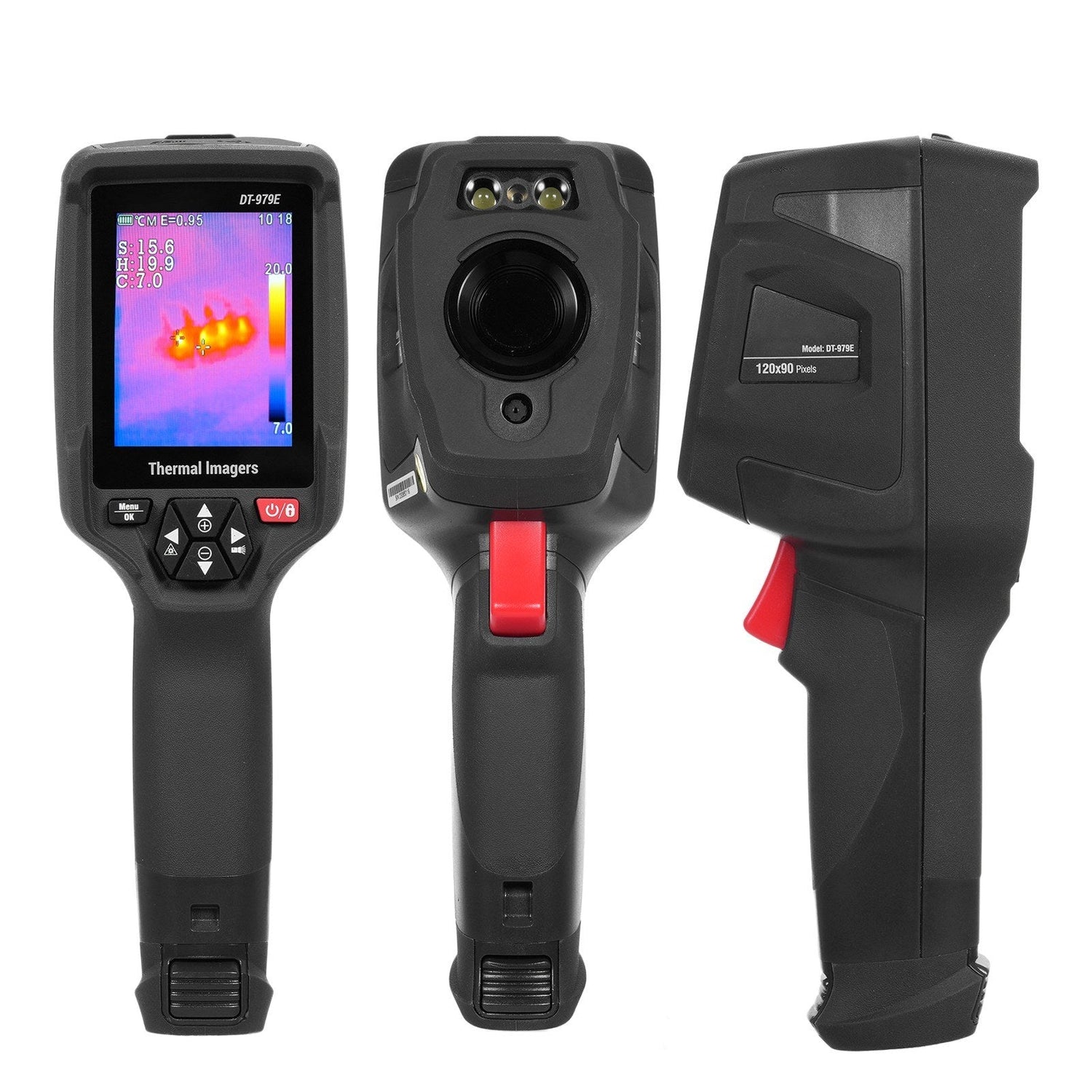 Wiederaufladbare Handheld-IR-Wärmebildkamera, 120x90 Auflösung, 2,8 LCD, 50Hz, 32GB SD, 2m fallgeschützt