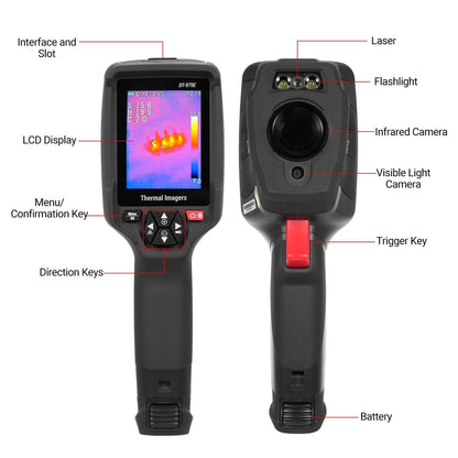 Wiederaufladbare Handheld-IR-Wärmebildkamera, 120x90 Auflösung, 2,8 LCD, 50Hz, 32GB SD, 2m fallgeschützt