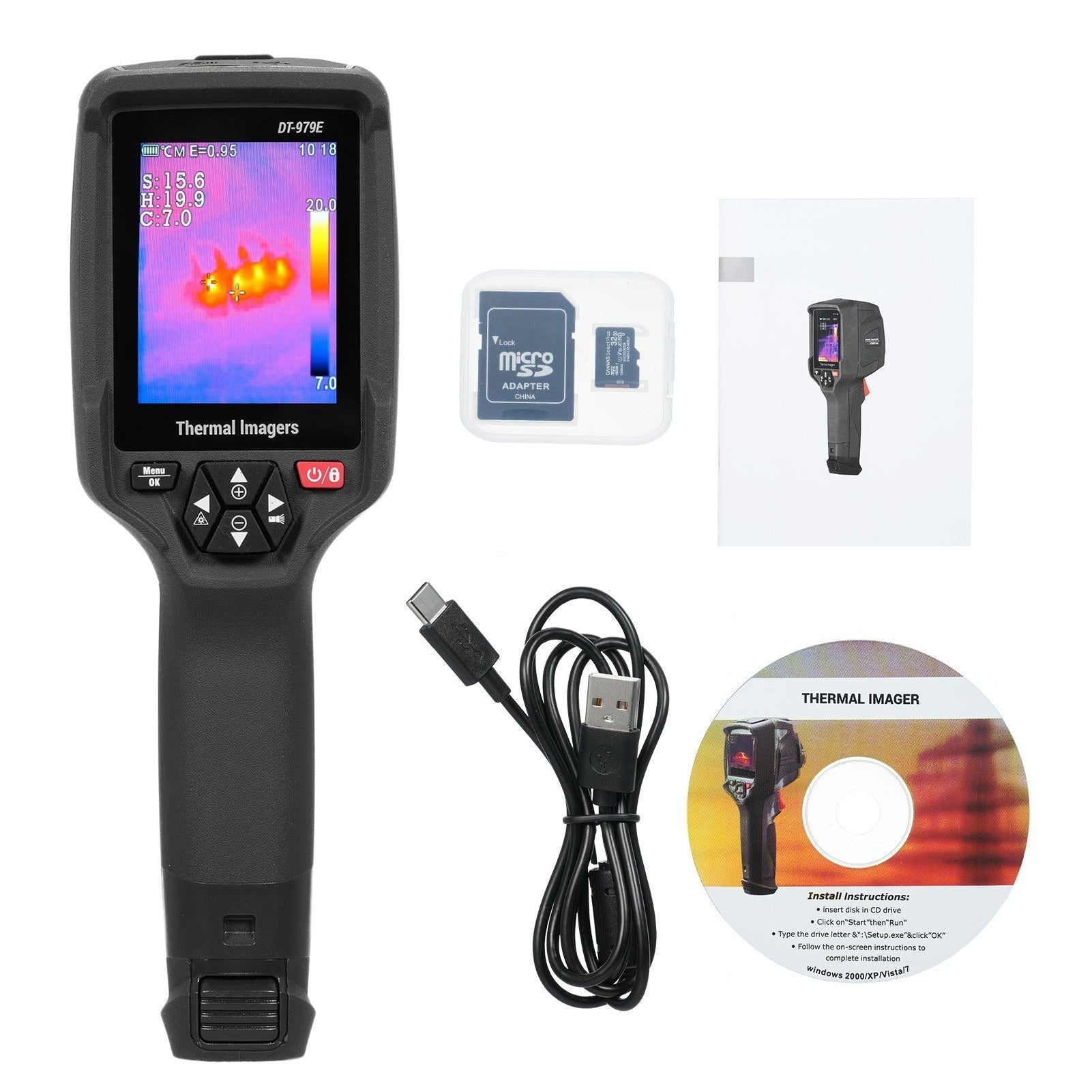 Wiederaufladbare Handheld-IR-Wärmebildkamera, 120x90 Auflösung, 2,8 LCD, 50Hz, 32GB SD, 2m fallgeschützt