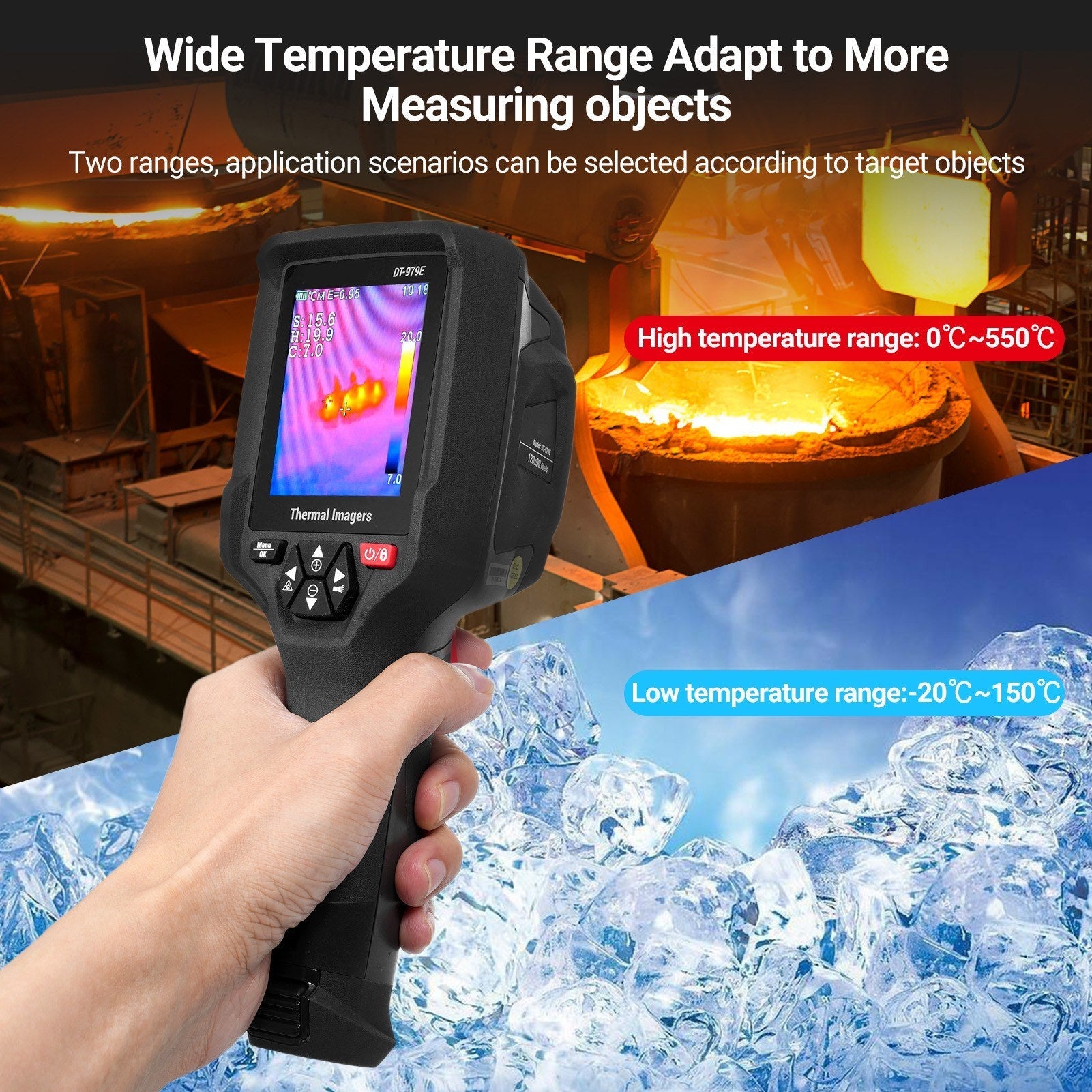 Wiederaufladbare Handheld-IR-Wärmebildkamera, 120x90 Auflösung, 2,8 LCD, 50Hz, 32GB SD, 2m fallgeschützt