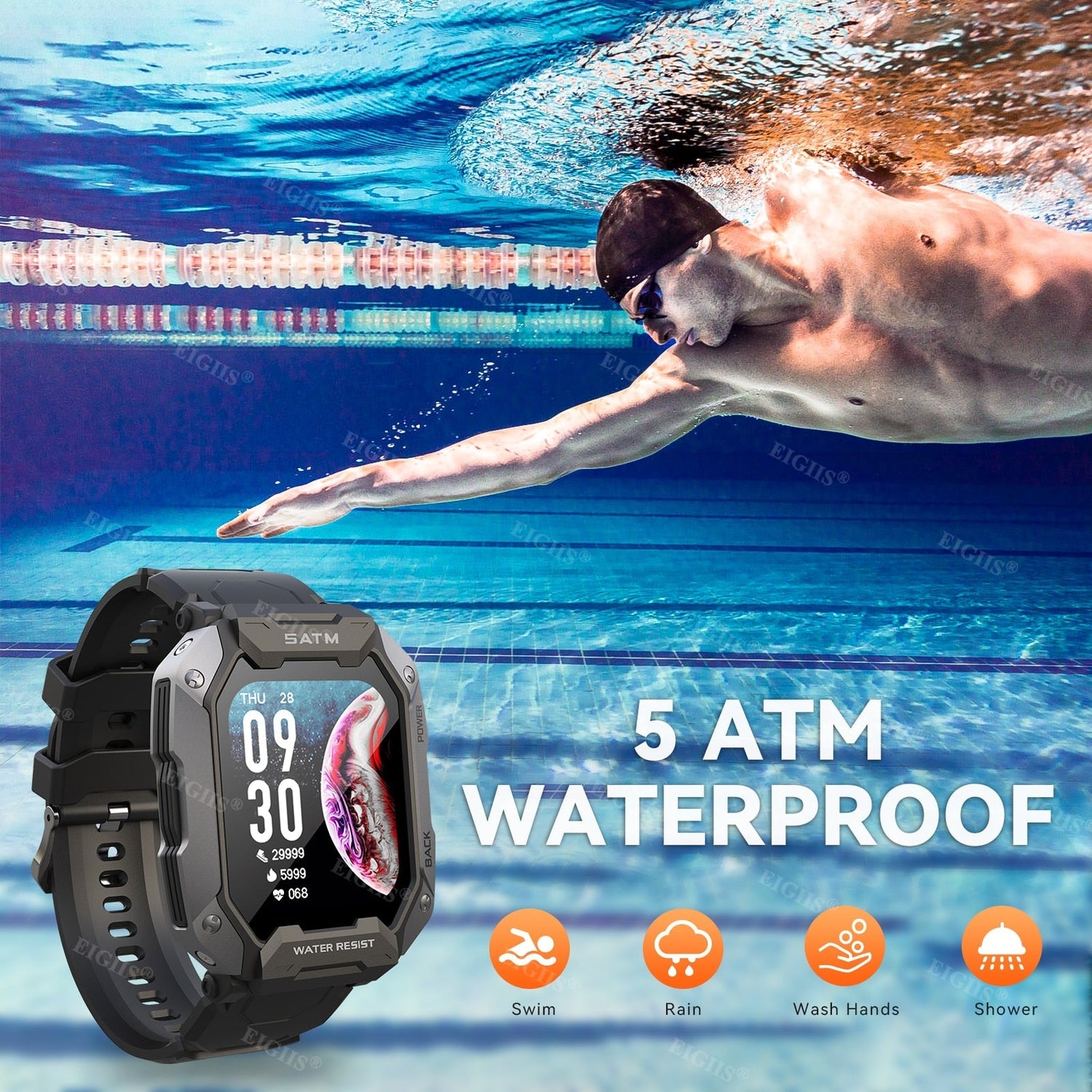 Zelara wasserdichte Smartwatch Blutdruck Schwimmuhren C20