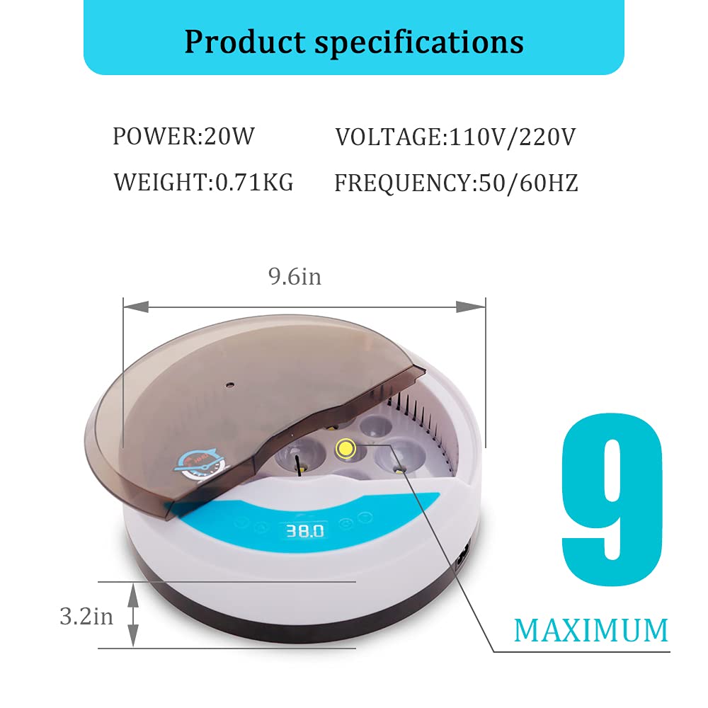 Eierbrüter für Hühnereier Brüter für das Schlüpfen von Küken mit Temperaturregelung LED Hühnereierbrüter