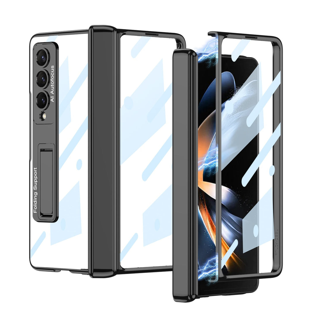 Galvanisiertes, magnetisches Scharnier, klare, harte Telefonhülle mit Glasfolie für Samsung Galaxy Z Fold 4