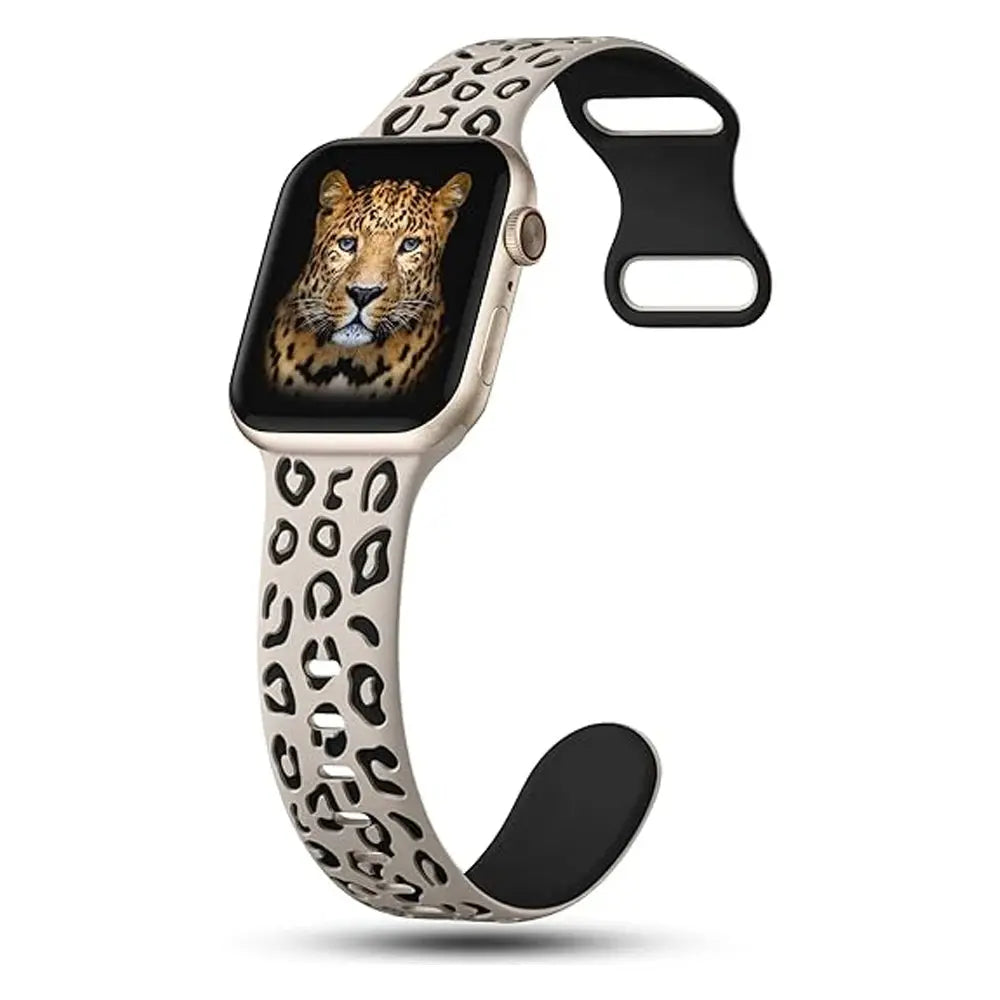 EveGlow Damen-Leopardenarmband mit Gravur für die Apple Watch