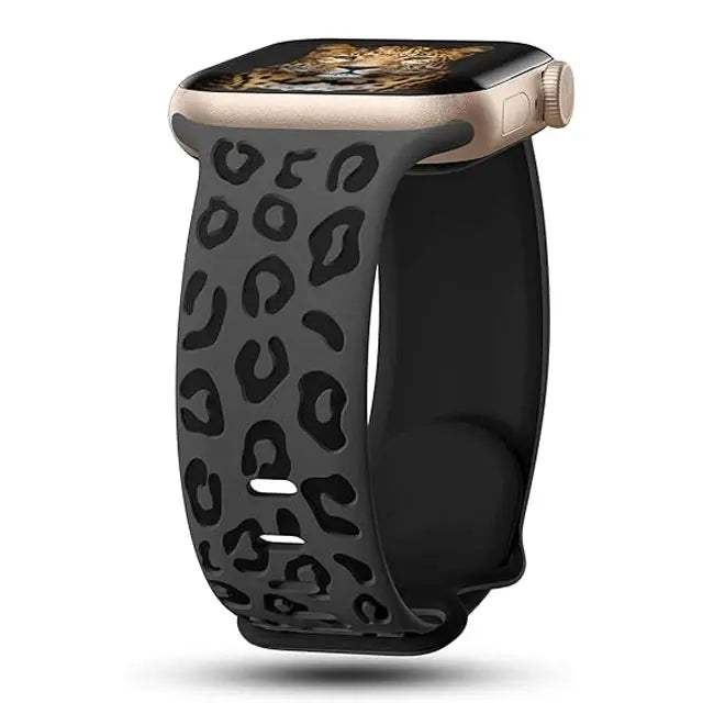 EveGlow Damen-Leopardenarmband mit Gravur für die Apple Watch