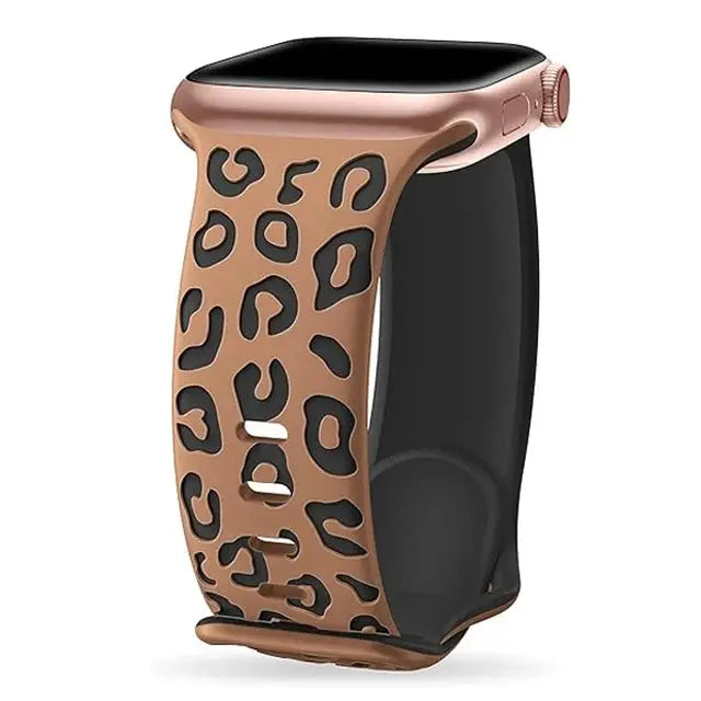 EveGlow Damen-Leopardenarmband mit Gravur für die Apple Watch