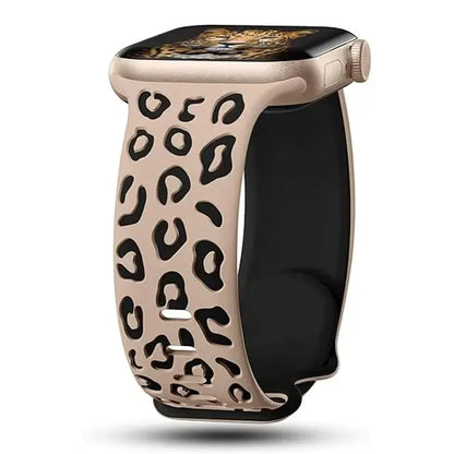 EveGlow Damen-Leopardenarmband mit Gravur für die Apple Watch