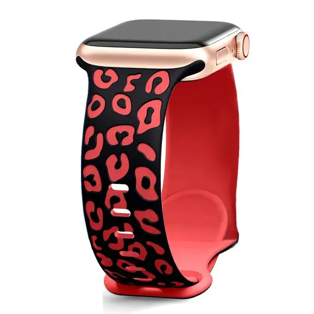 EveGlow Damen-Leopardenarmband mit Gravur für die Apple Watch