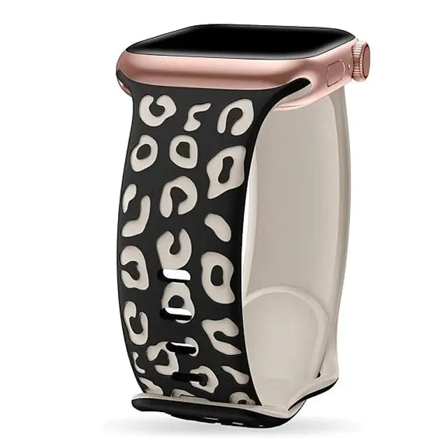 EveGlow Damen-Leopardenarmband mit Gravur für die Apple Watch