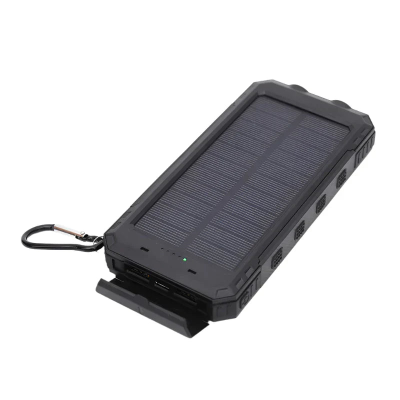 Solar Powerbank tragbar mit LED-Licht, USB-C/USB-A Anschlüssen und Solarpanel