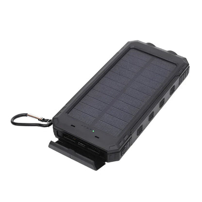 Solar Powerbank tragbar mit LED-Licht, USB-C/USB-A Anschlüssen und Solarpanel