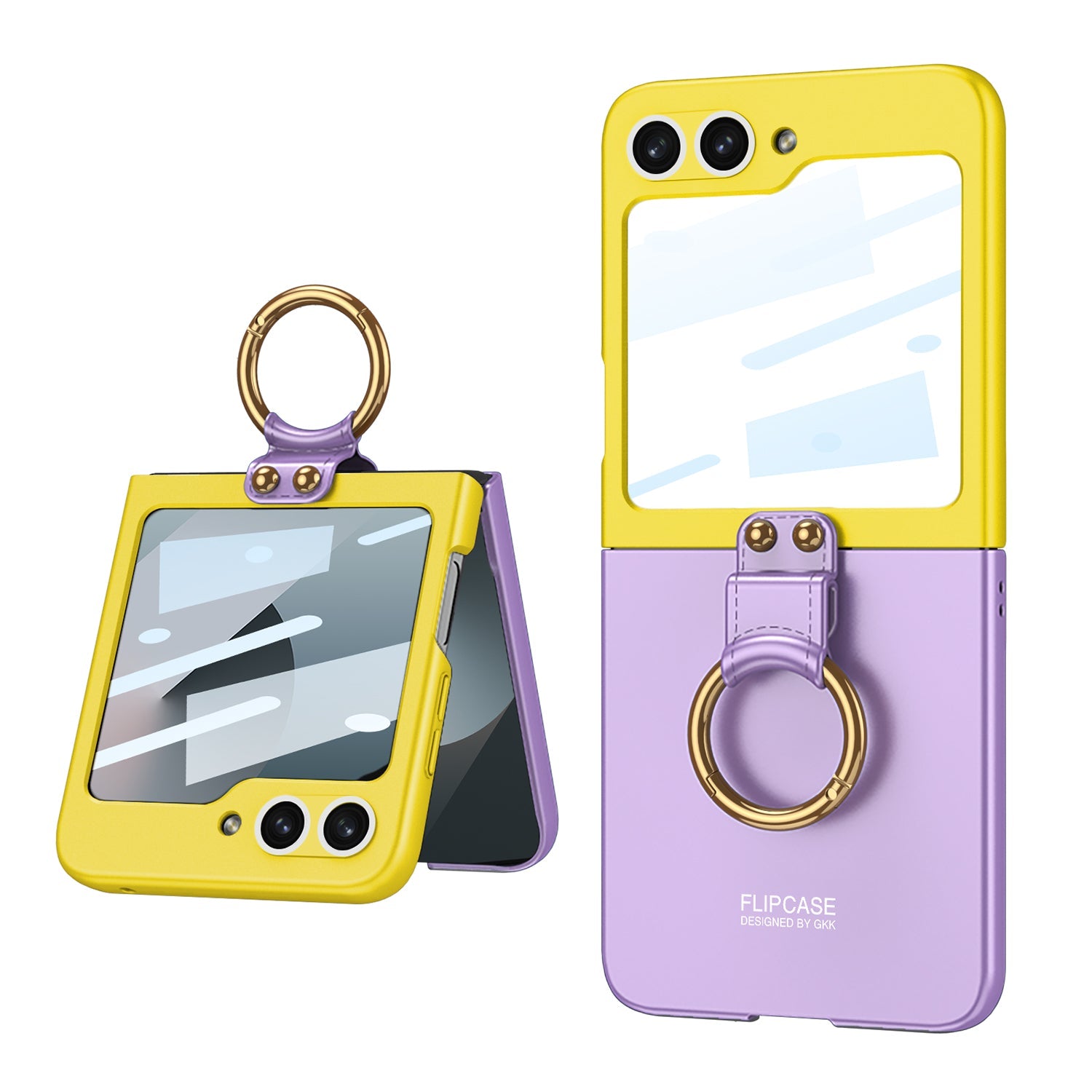 Kontrastfarbe Ultra Dünn Ring Halter Ring Halter Case Eingebauter Bildschirm Für Samsung Galaxy Z Flip 6