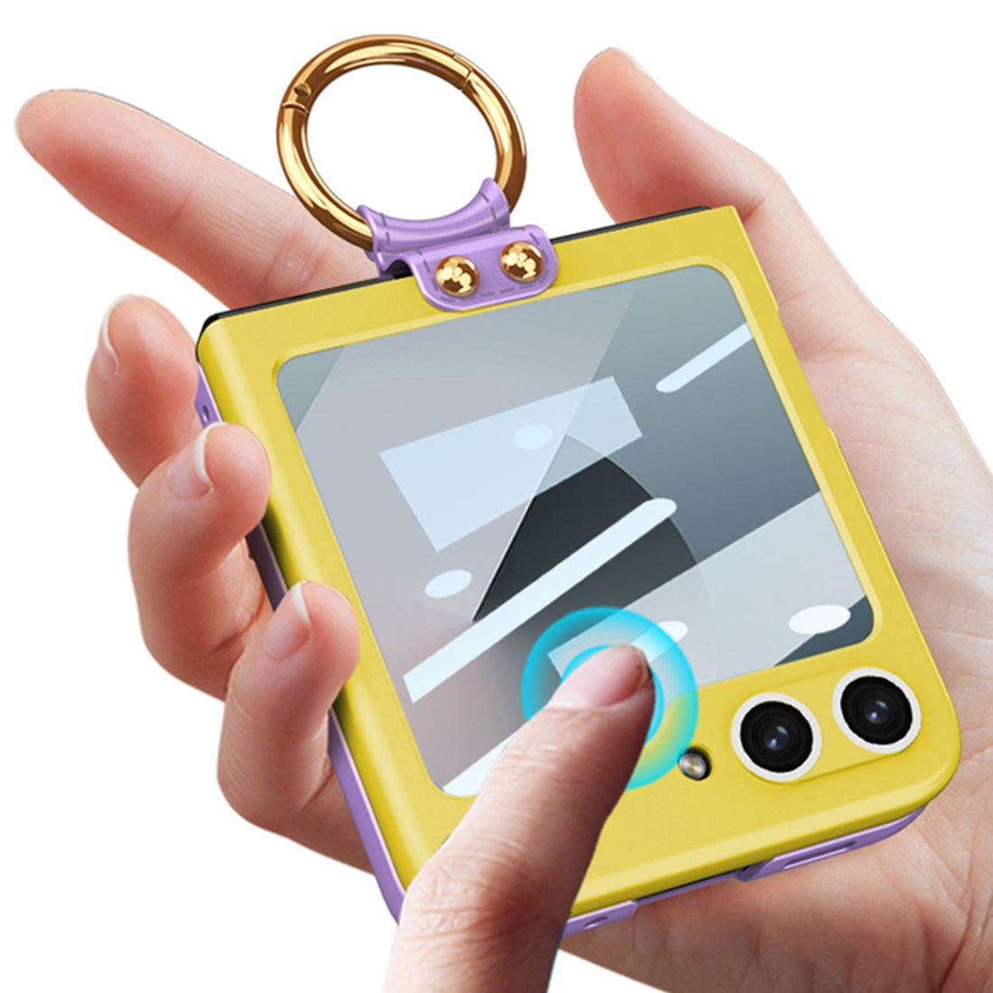 Kontrastfarbe Ultra Dünn Ring Halter Ring Halter Case Eingebauter Bildschirm Für Samsung Galaxy Z Flip 6