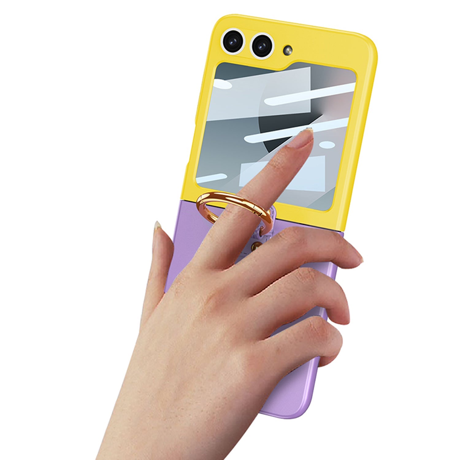 Kontrastfarbe Ultra Dünn Ring Halter Ring Halter Case Eingebauter Bildschirm Für Samsung Galaxy Z Flip 6