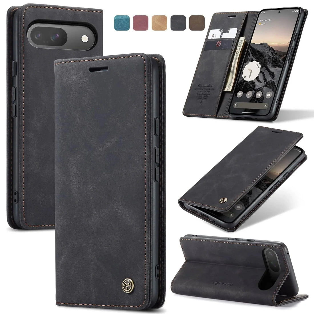 Slim Magnetic Leather Case Für Google Pixel
