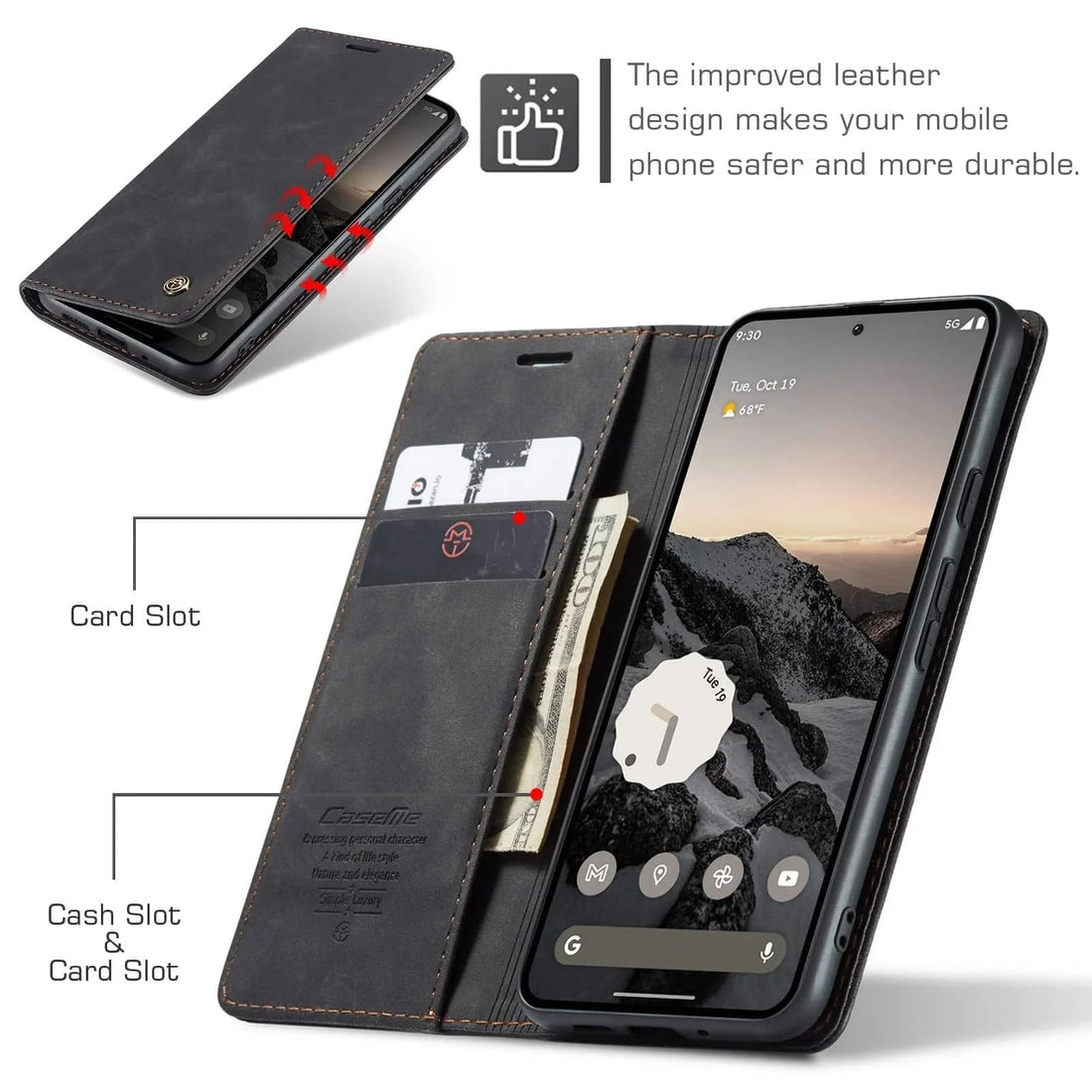 Slim Magnetic Leather Case Für Google Pixel