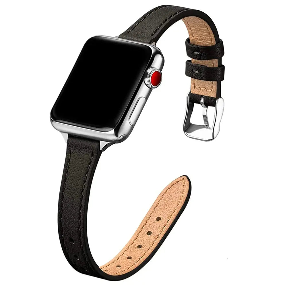 LuxeSlim-Uhrenarmband aus echtem Leder für die Apple Watch