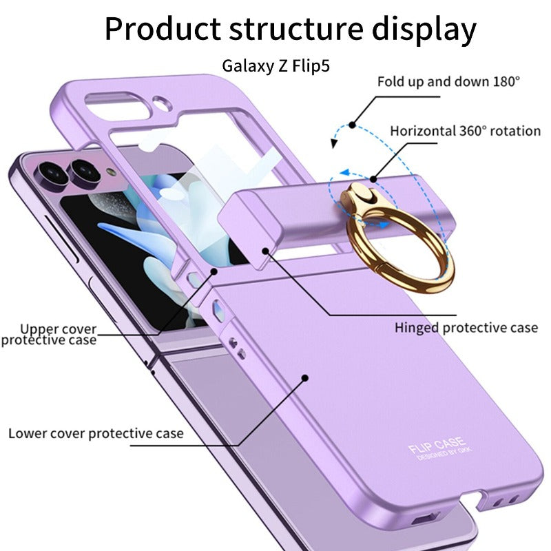 Ultradünne, matte Handyhülle mit Ringhalterung für Samsung Galaxy Z Flip 5