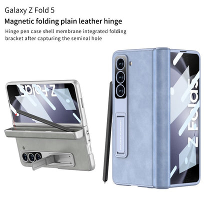 Mit Scharnierstifthalter Leder-Telefonhülle mit Displayschutzfolie für Samsung Galaxy Z Fold 5