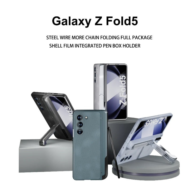 Matte, schlichte Handyhülle mit magnetischem Scharnier und gehärteter Folie für Samsung Galaxy Z Fold 5