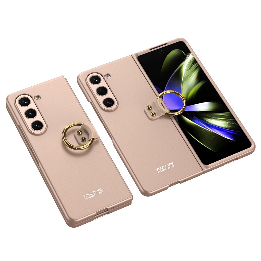 Luxuriöse, matte, hautfreundliche, ultradünne, faltbare Ringhülle mit stoßfestem Schutz für Samsung Galaxy Z Fold 5