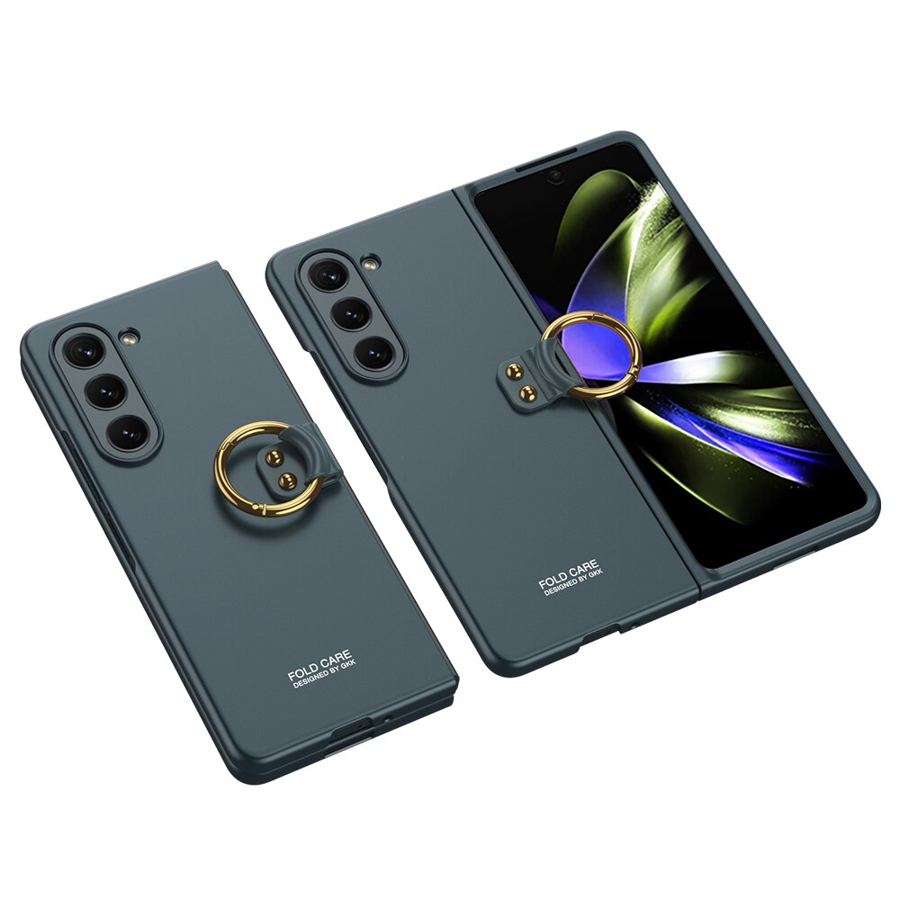 Luxuriöse, matte, hautfreundliche, ultradünne, faltbare Ringhülle mit stoßfestem Schutz für Samsung Galaxy Z Fold 5