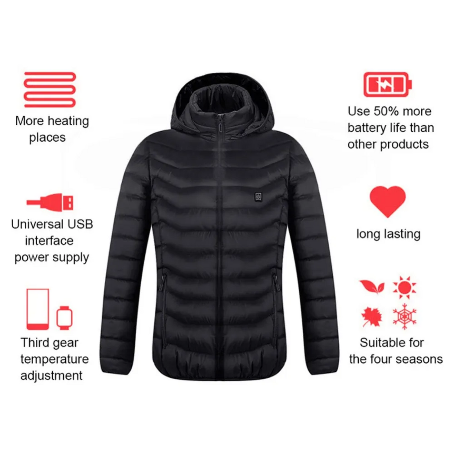 Heated Electric Warming Jacket Coat Fleece Work Body Battery Heating Apparel für Männer und Frauen