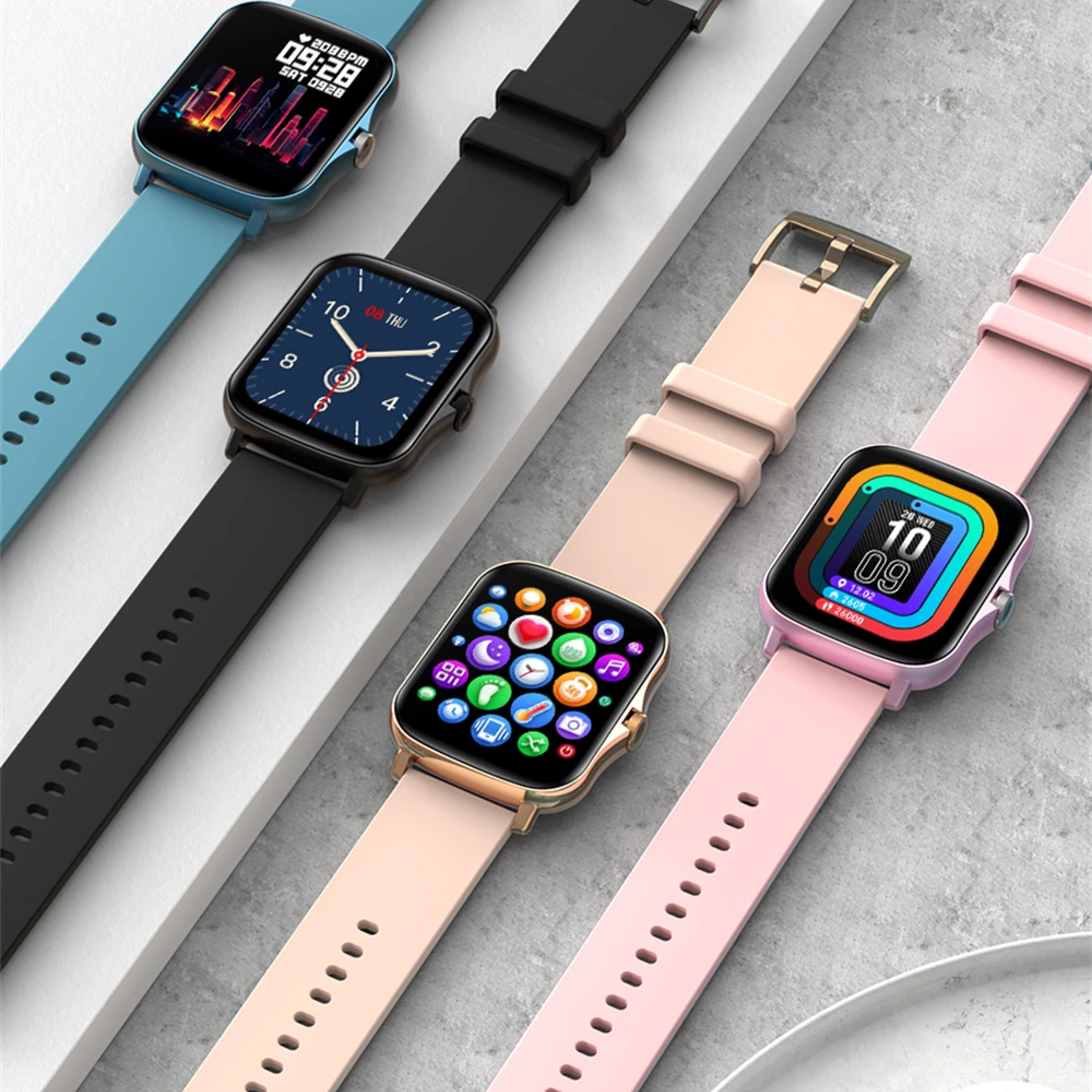 Smart Wrist Macaron Farb Uhr Wasserdicht Modische Smartwatch
