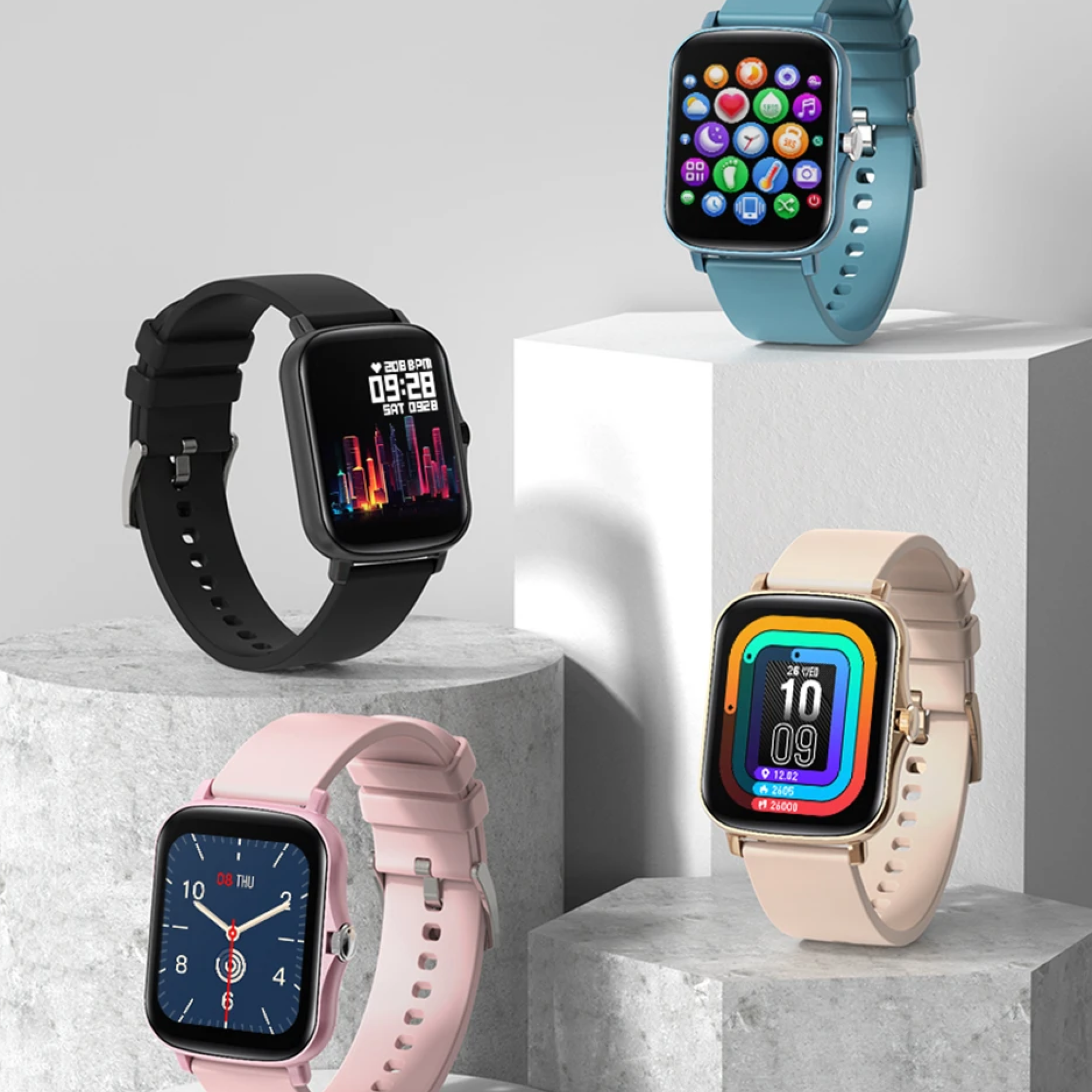 Smart Wrist Macaron Farb Uhr Wasserdicht Modische Smartwatch