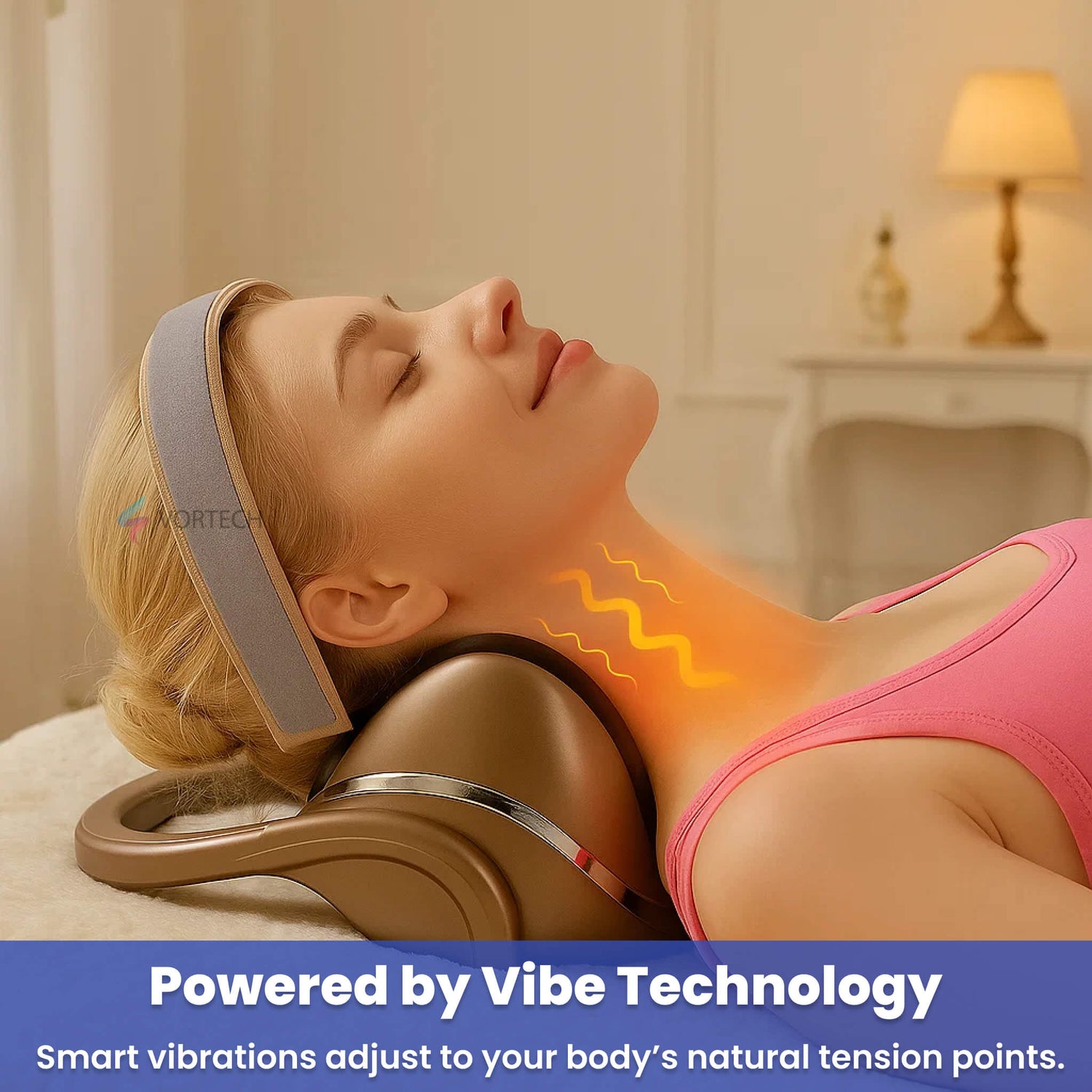 Nackenstrecker-Massagegerät mit Vibe-Technologie, Wärmetherapie &amp; kabellos