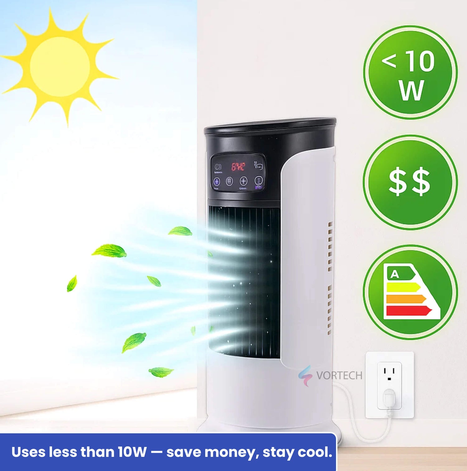 Tragbare stehende Klimaanlage mit 8h Timer, leisem Betrieb &amp; vier Rollen – energieeffizient für Zuhause, Büro &amp; Wohnheim