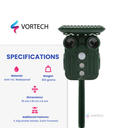 Solarbetriebene Ultraschall-Hirschabwehr mit 5 Modi – Wasserdicht, Umweltfreundlich für Garten und Hof