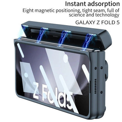 Magnetische Scharnier-Telefonhülle mit Stifthalter, Ringständer, Glasfolie für Samsung Galaxy Z Fold 5