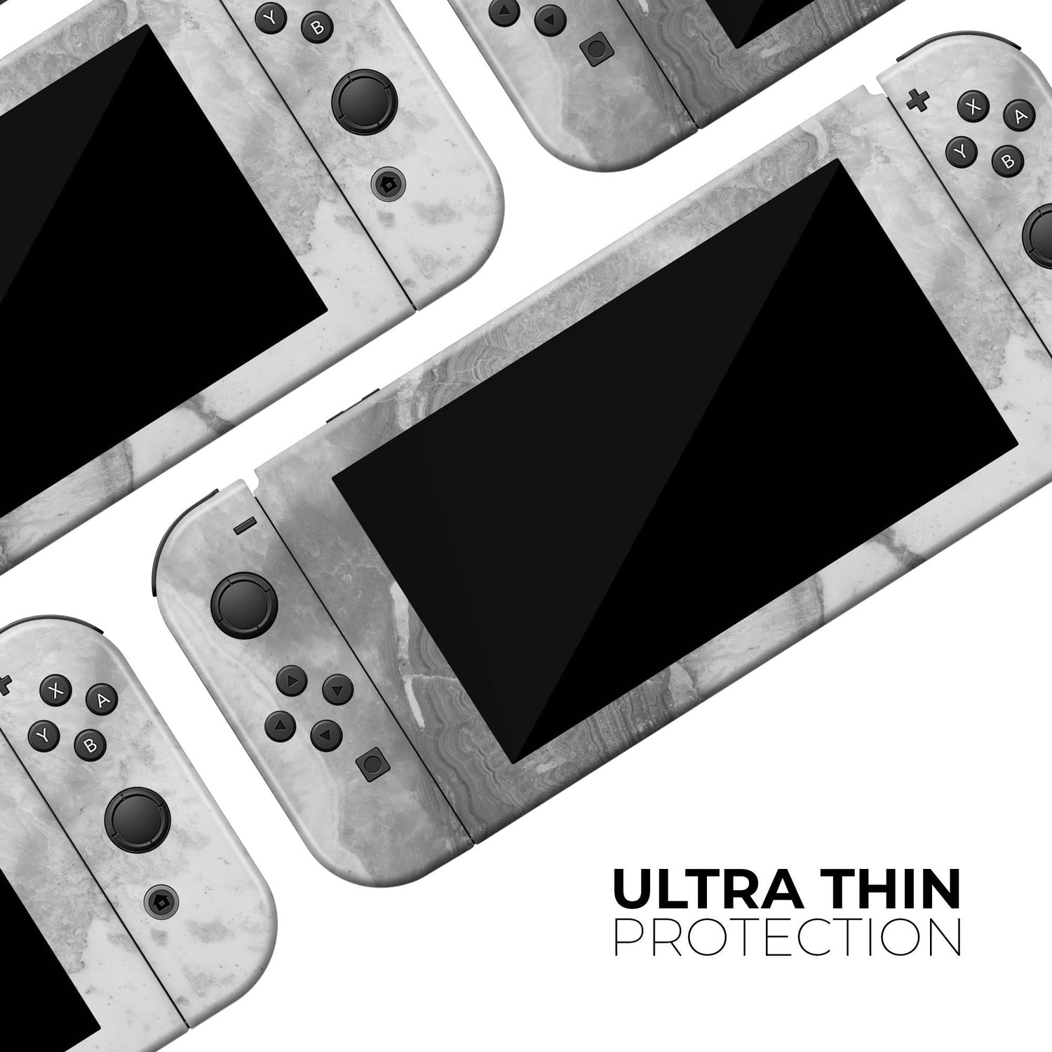 Grauer Schiefermarmor V26 - Vollständiges Hautdekal-Wickelset für Nintendo