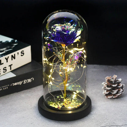 Ewige Rose in Glasdome | Handverlesen, LED-beleuchtet &amp; Ideal für romantische Geschenke und Wohnkultur