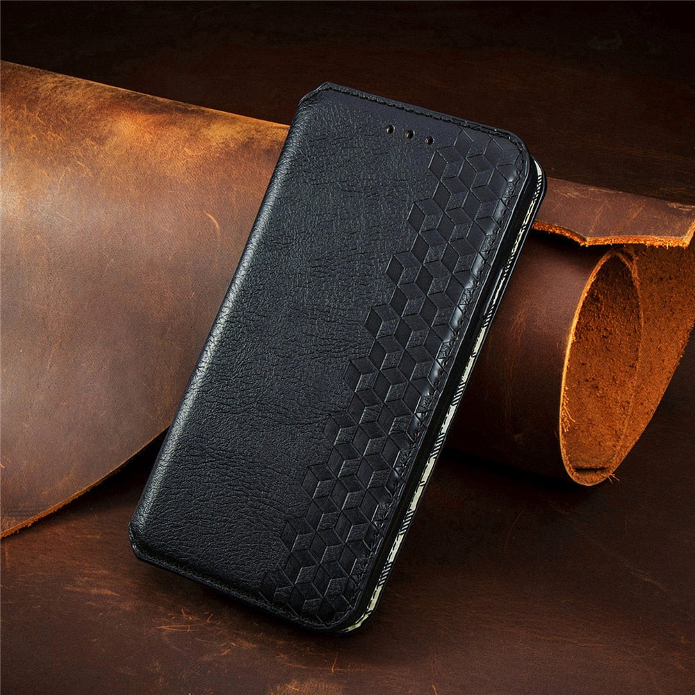 Luxuriöse Lederhülle mit Klapp-/Brieftasche für iPhone