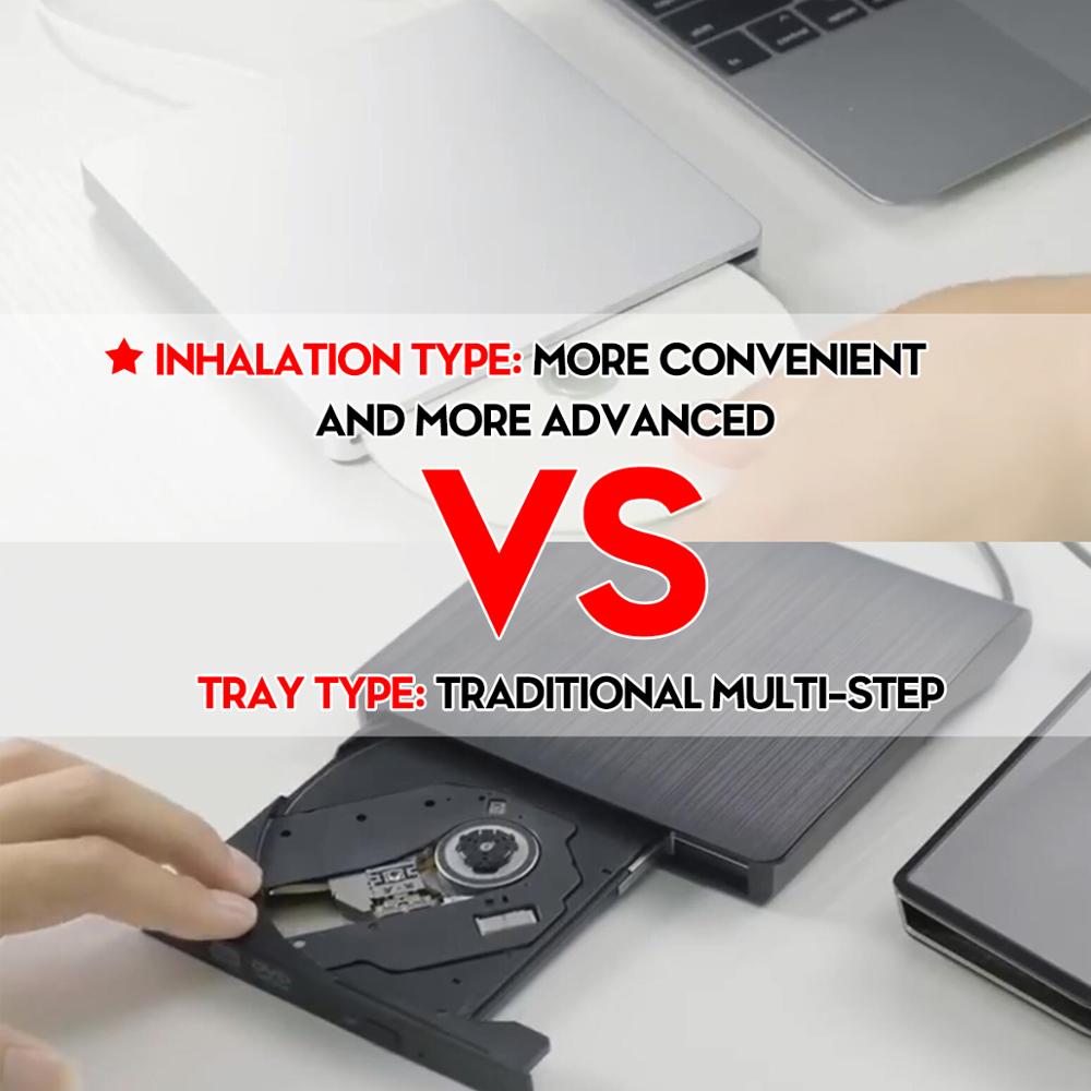 USB CD/DVD Slot-In Laufwerk extern – schlank, tragbar, energiesparend, Plug-and-Play für Windows &amp; Mac