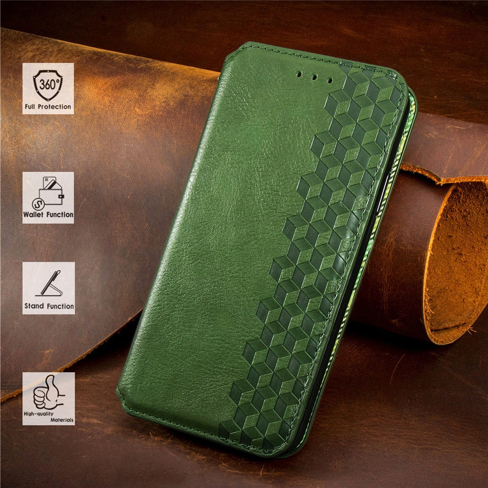 Luxuriöse Lederhülle mit Klapp-/Brieftasche für iPhone