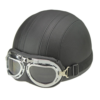 Retro-Halbgesichts-Motorradhelm mit Schutzbrille