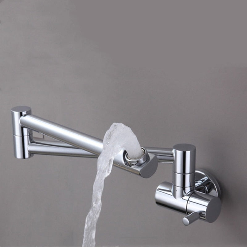Wandmontierter klappbarer Chrom-Topfauffüller-Wasserhahn