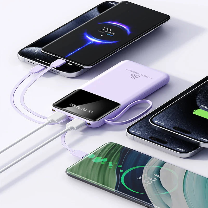 Tragbare Schnelllade-Powerbank mit integriertem Kabel