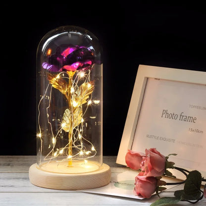 Ewige Rose in Glasdome | Handverlesen, LED-beleuchtet &amp; Ideal für romantische Geschenke und Wohnkultur