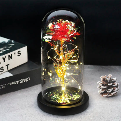 Ewige Rose in Glasdome | Handverlesen, LED-beleuchtet &amp; Ideal für romantische Geschenke und Wohnkultur