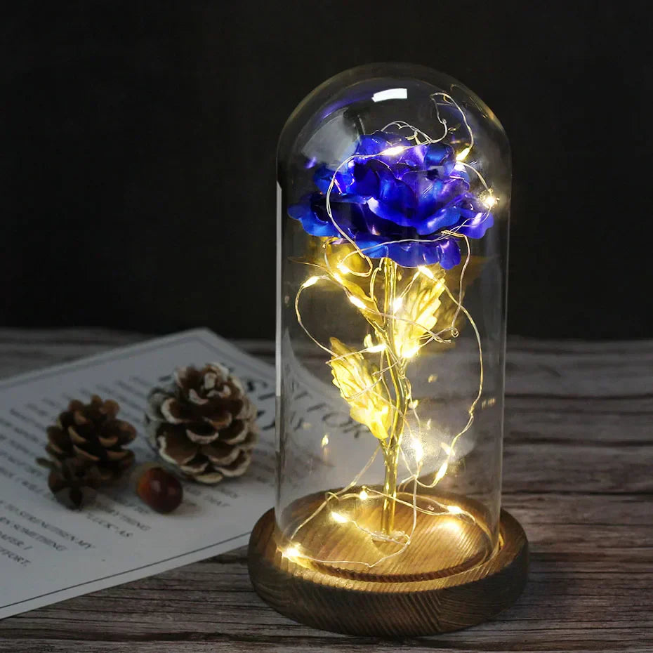 Ewige Rose in Glasdome | Handverlesen, LED-beleuchtet &amp; Ideal für romantische Geschenke und Wohnkultur