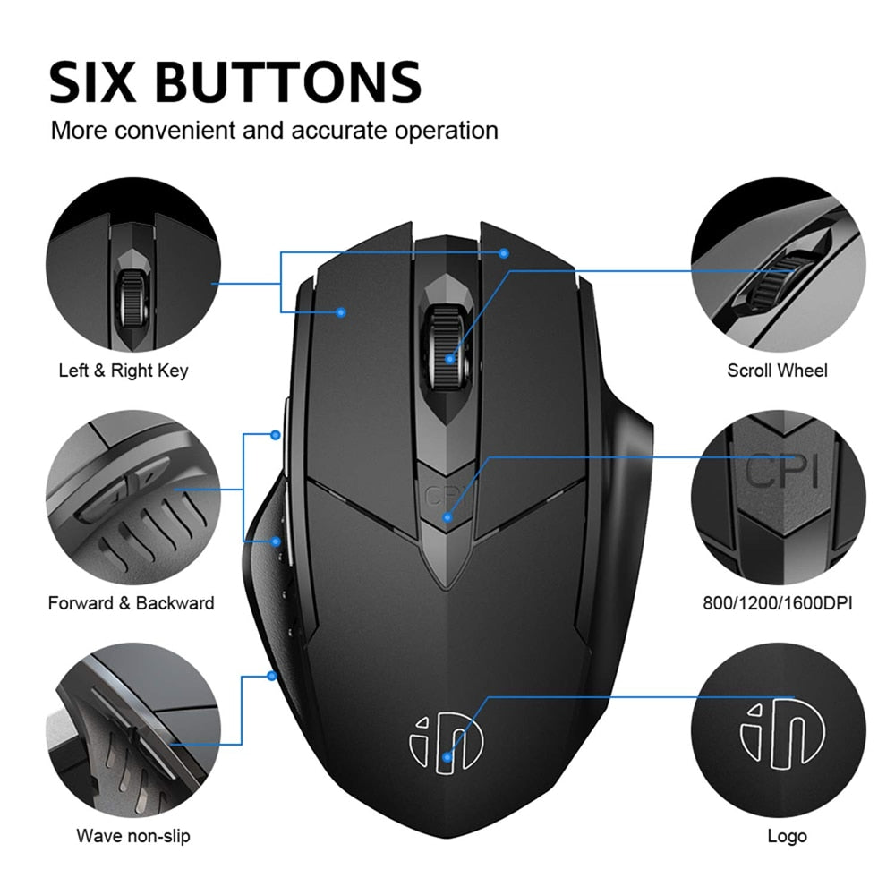 Zelara 2,4 GHz ergonomische leise kabellose Bluetooth-Gaming-Maus mit wiederaufladbarer Funktion für PC, Mac, Tablets