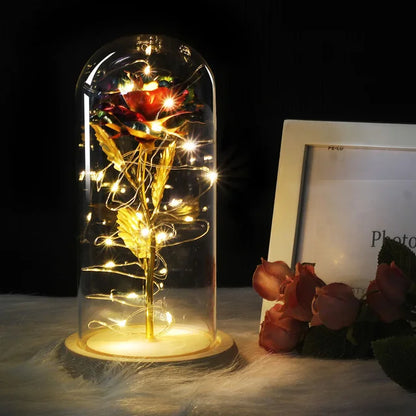 Ewige Rose in Glasdome | Handverlesen, LED-beleuchtet &amp; Ideal für romantische Geschenke und Wohnkultur