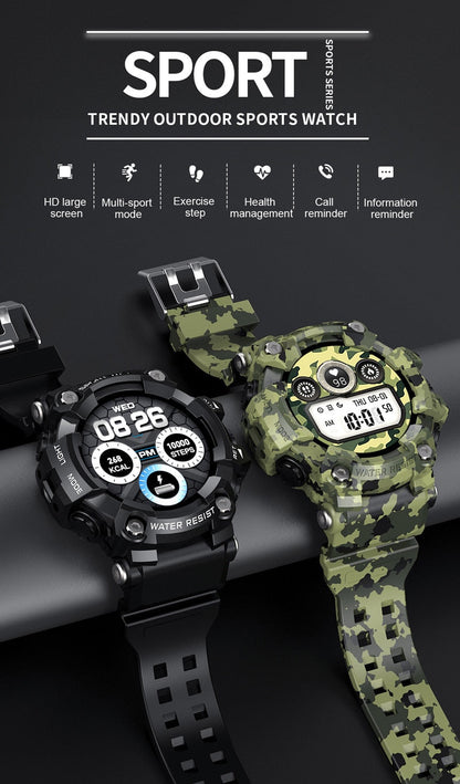 Zelara Multisport HD Großbild-Fitnesstracker im Camouflage-Stil Smart Watch für Android IOS