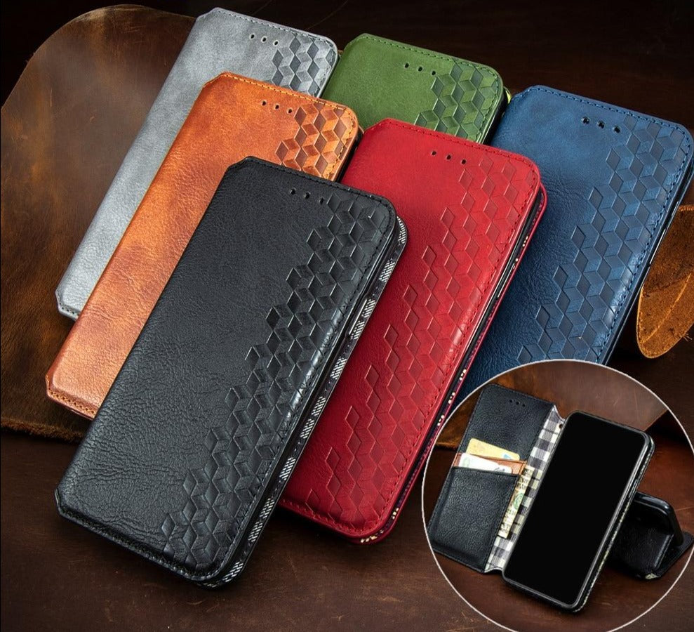 Luxuriöse Lederhülle mit Klapp-/Brieftasche für iPhone