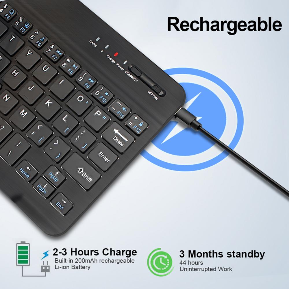 Zelara Super Compact Silent Quiet Wireless wiederaufladbare Bluetooth-Tastatur für PC iOS Androids Tablets