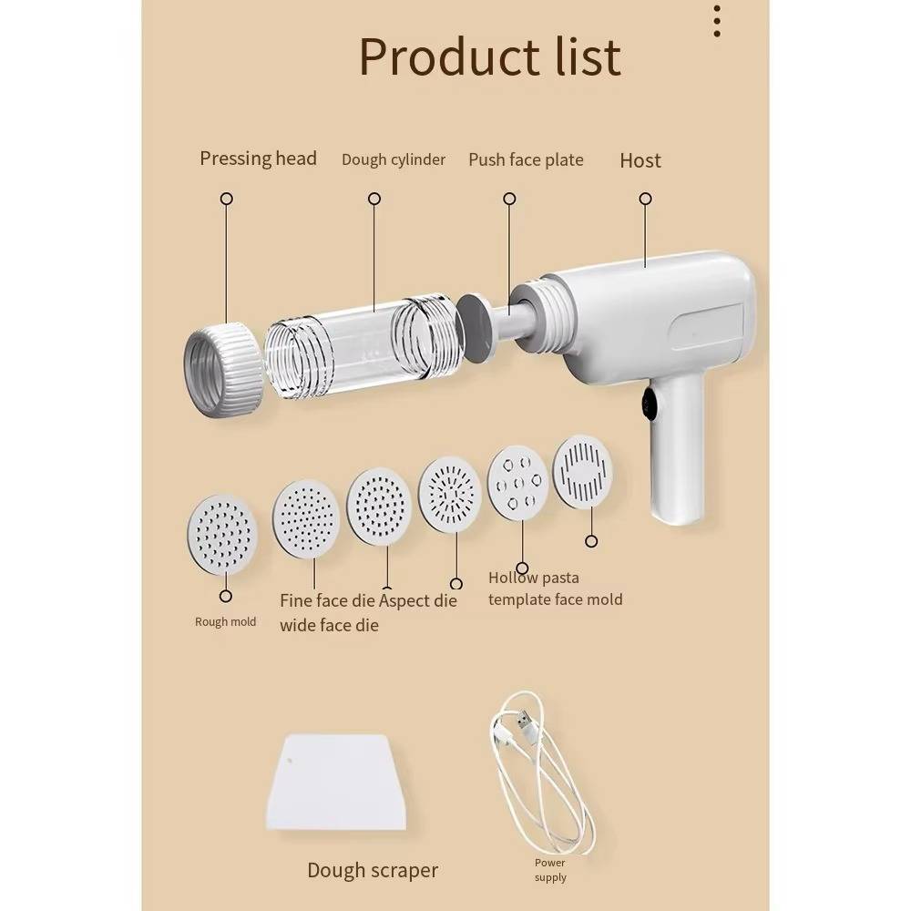 Ramen-Nudelmaschine für Zuhause – Tragbar, Kabellos, 6 Formen, Wiederaufladbar, Frische Nudeln auf Knopfdruck